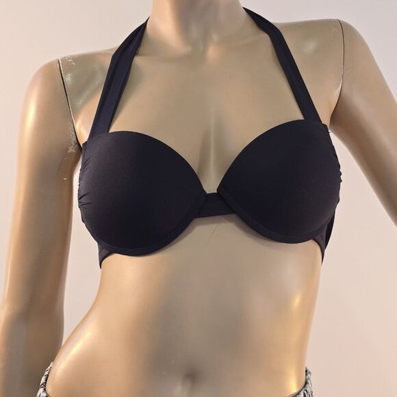 Mossimo Size Small Swim Bikini Top Push Up Black Swimsuit Bra Tie Halter - Picture 3 of 10